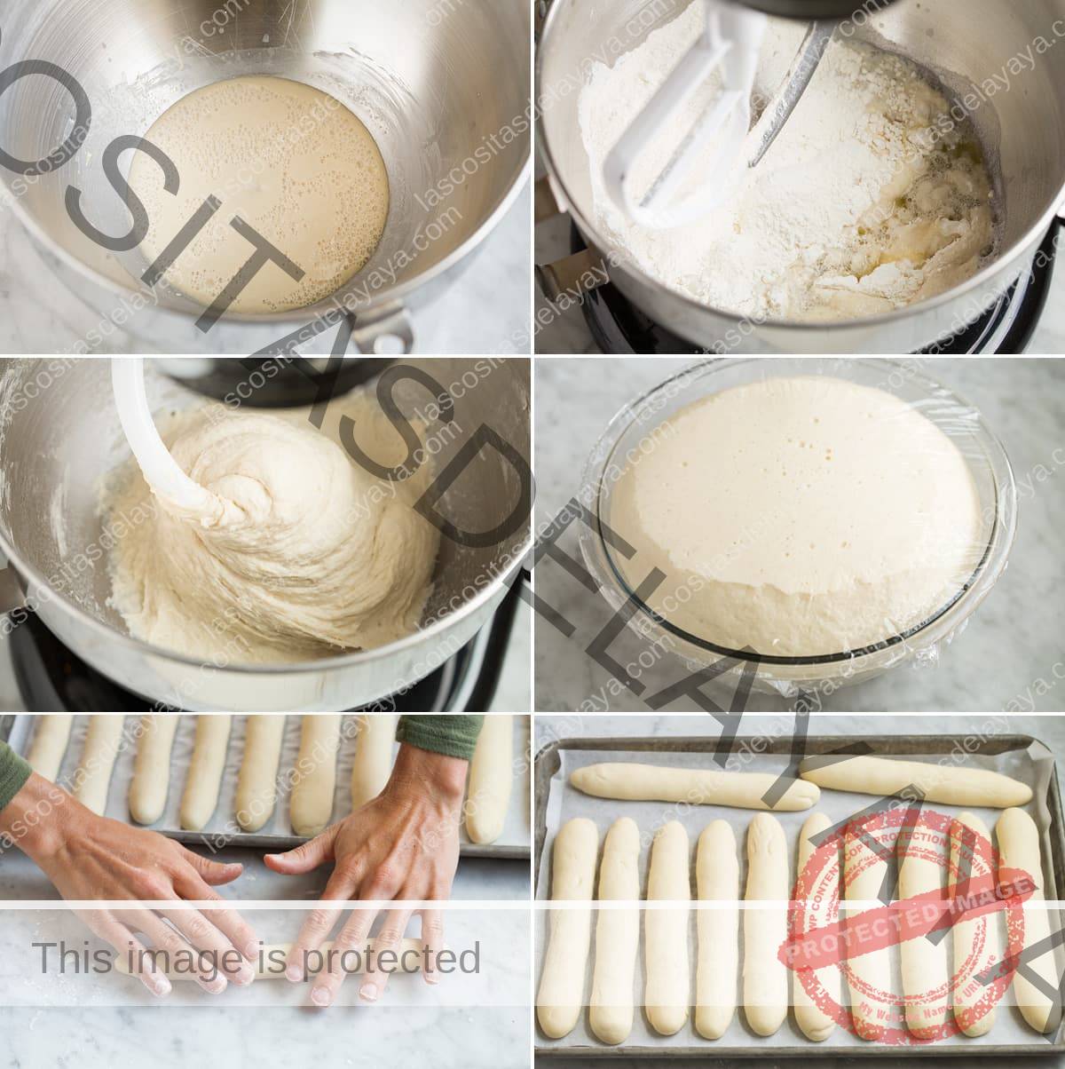 Pasos que muestran cómo hacer palitos de pan caseros
